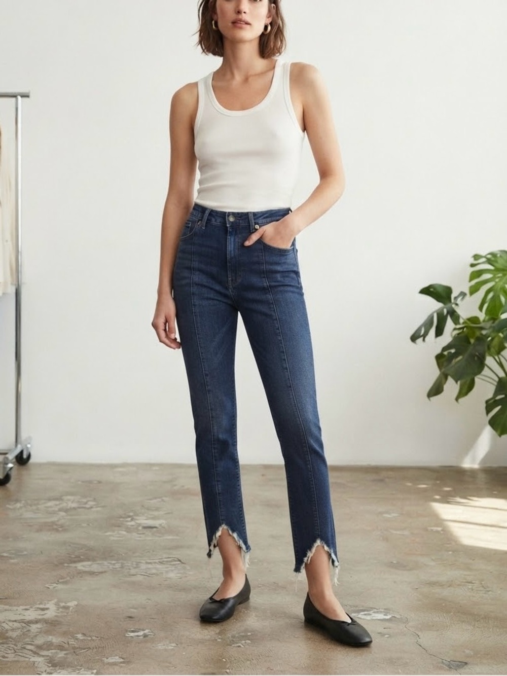 7 For All Mankind High Waist Straight Cropped Jeans Premium Denim